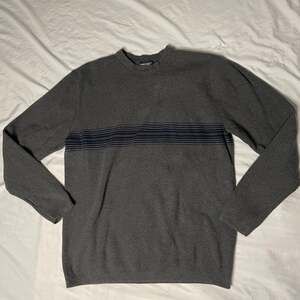 Cherokee Brand Gray Cotton Crewneck Sweater w/ Stripe Detail (Men’s Large)